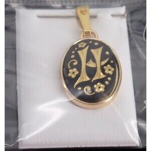 Damascene Suarez Spain Floral "H" Gold & Silver Pendant Brand New